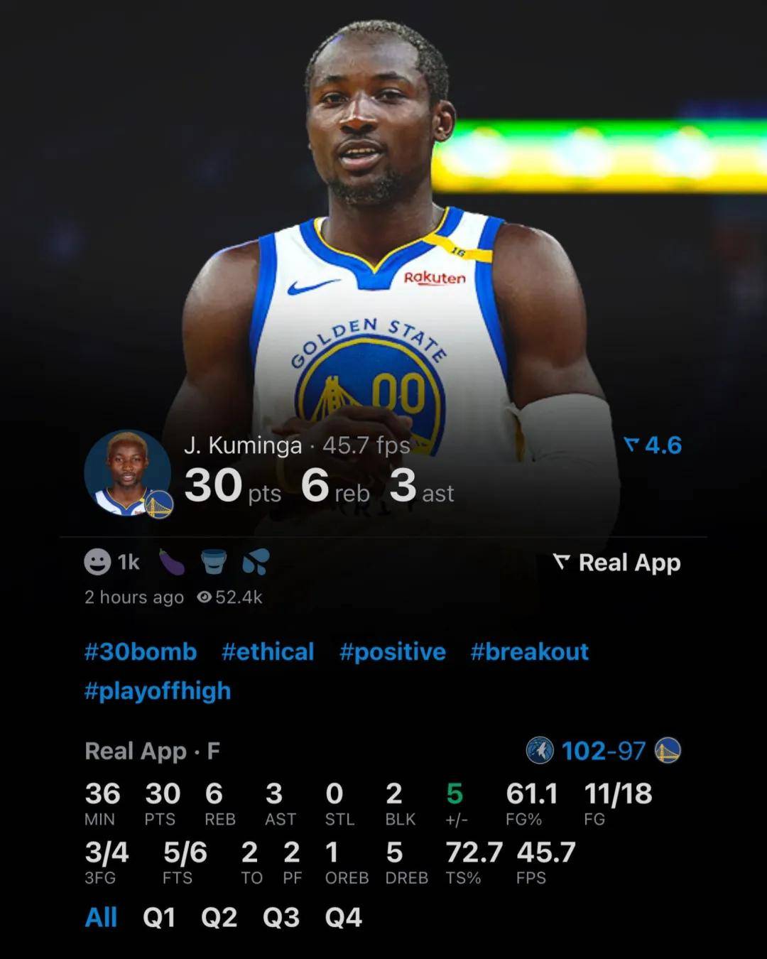 FB体育官网-勇士队后卫再砍40+,连续两场单场超40